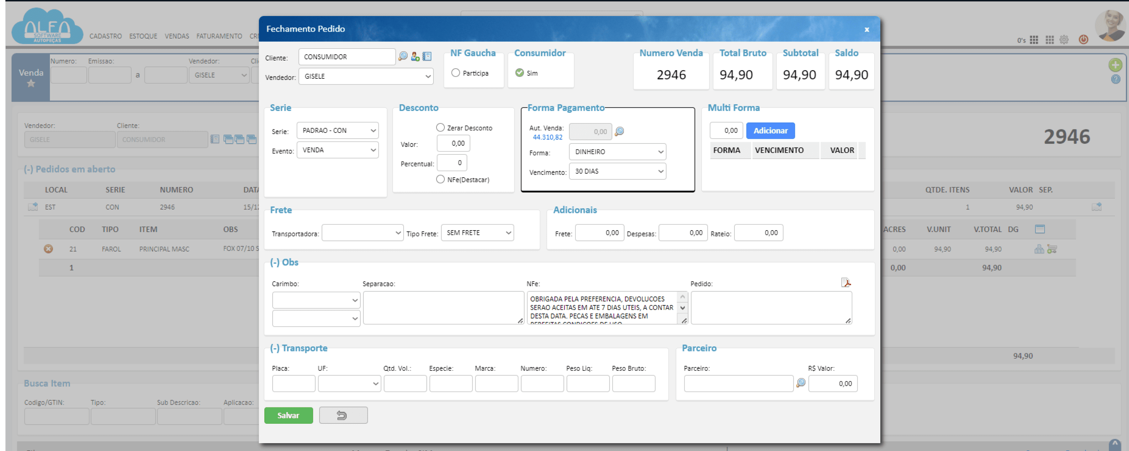 imagens dos modulos, conteudo do site, cotacoes em um clique, vendas rapidas e relatorios