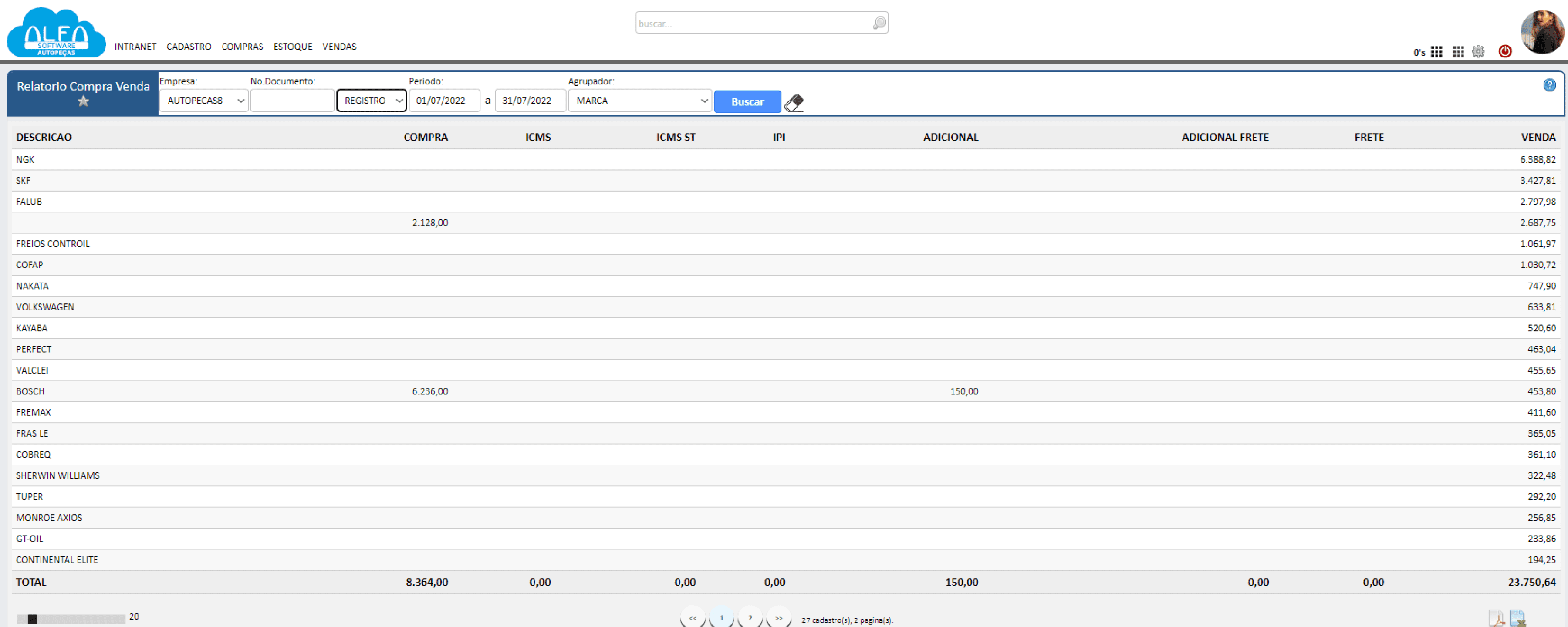 imagens dos modulos, conteudo do site, cotacoes em um clique, vendas rapidas e relatorios